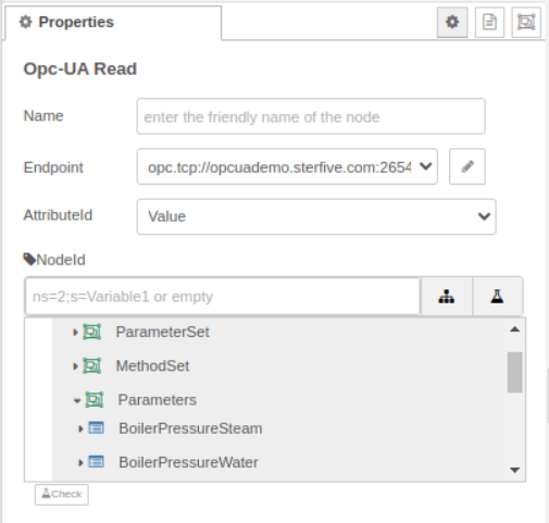 Browsing the live server address space to select a NodeId "Browsing the live server address space to select a NodeId"